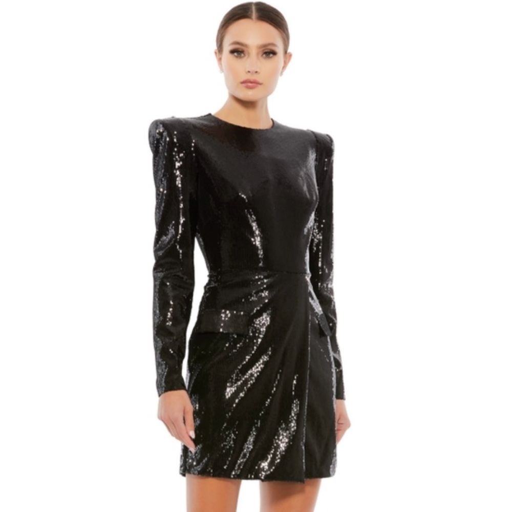 NEW with tag - black sequin mini MacDuggal cocktail dress size US 2